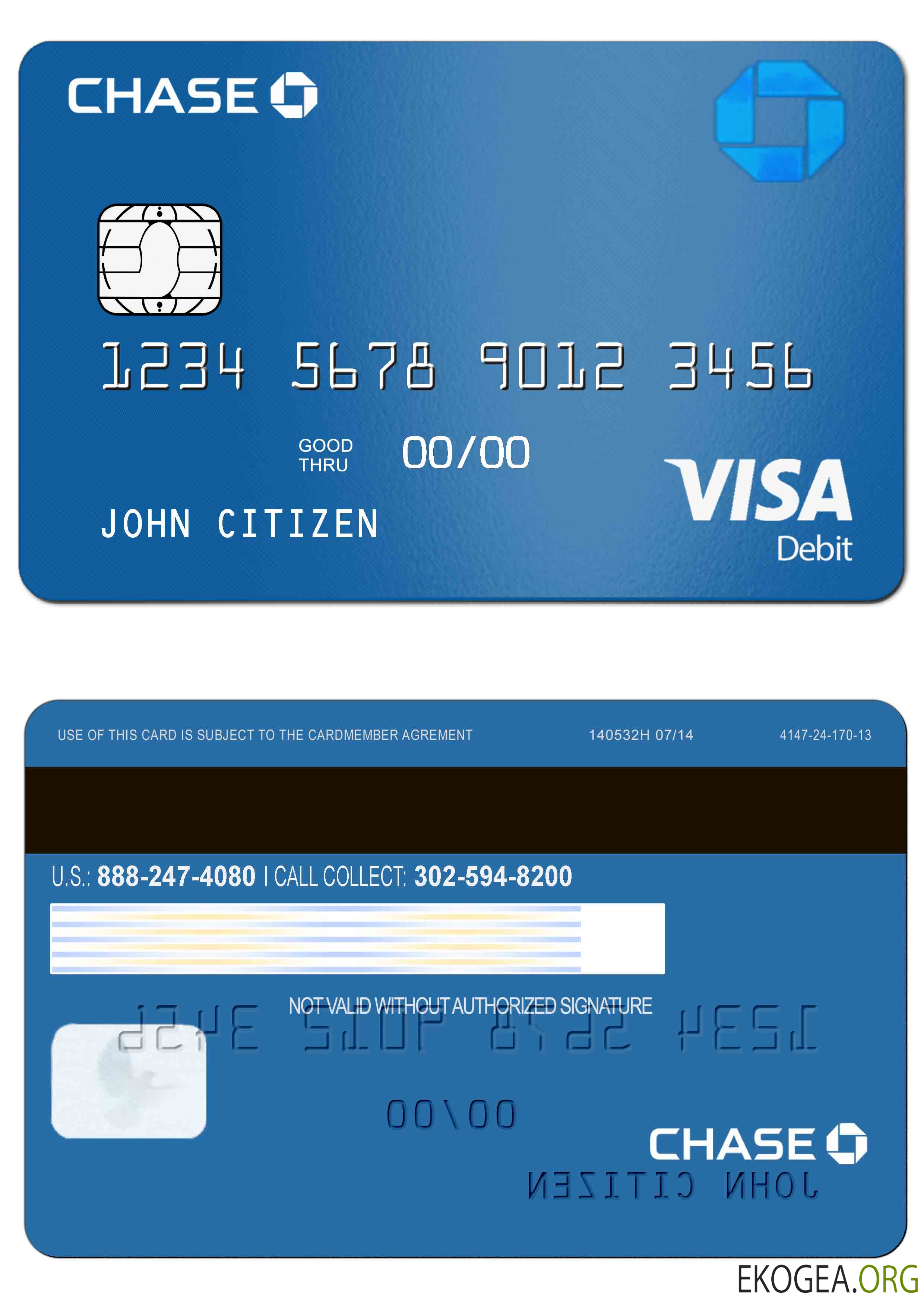Carte de débit Visa Chase Bank aux États Unis